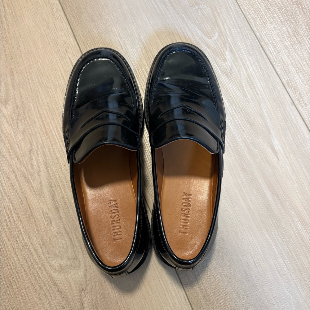 Thursday Boot Company Black Patent Chunky Penny Loafers - Women - Picture 4 of 6